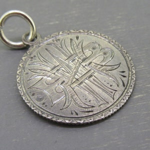 Antique Sterling Love Token Charm or Pendant, Monogrammed Love Token Charm