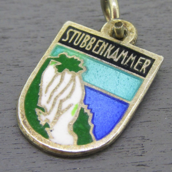 Stubbenkammer Sassnitz Germany Charm, Stubbenkammer Cliff Charm, Stubbenkammer Sassnitz Enamel Shield Charm, 900 Silver Souvenir Charm