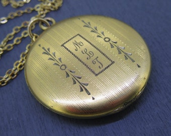 Antique Gold Filled MLT Initial Locket Necklace with 18" Gold Tone Chain