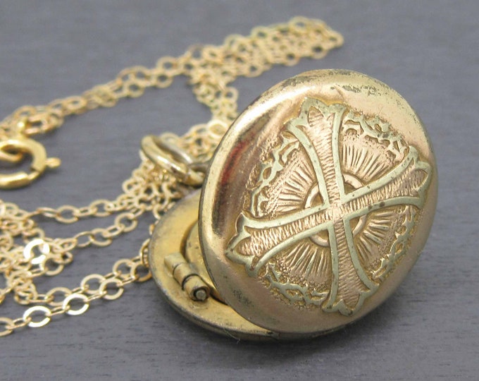 Antique Religious Locket With Hidden Double Sided Token Etsy