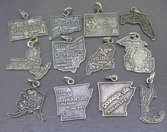 Connecticut State Charm Antiqued Sterling Silver Connecticut State Charm Antiqued Sterling Silver