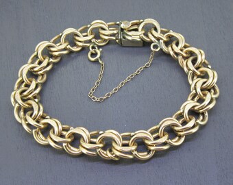 Heavy 7 1/2" Vintage Gold Filled Elco Charm Bracelet