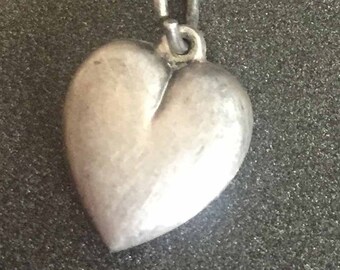 Small Puffy Heart Charm, Sterling Silver Vintage Charm for Charm Bracelets, Gift for Her