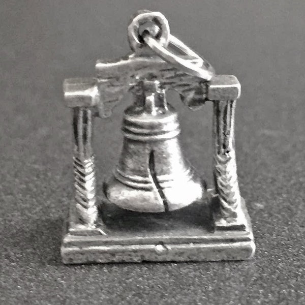 Sterling Silver Liberty Bell Charm, Philadelphia Charm Patriotic Charm USA America Charm for Charm Bracelets