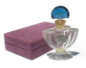 Guerlain Shalimar Bottle and Box Perfume Glass Bottle Guerlain Paris 1 3 oz Bottle Purple Velvet Box Art Deco Revival