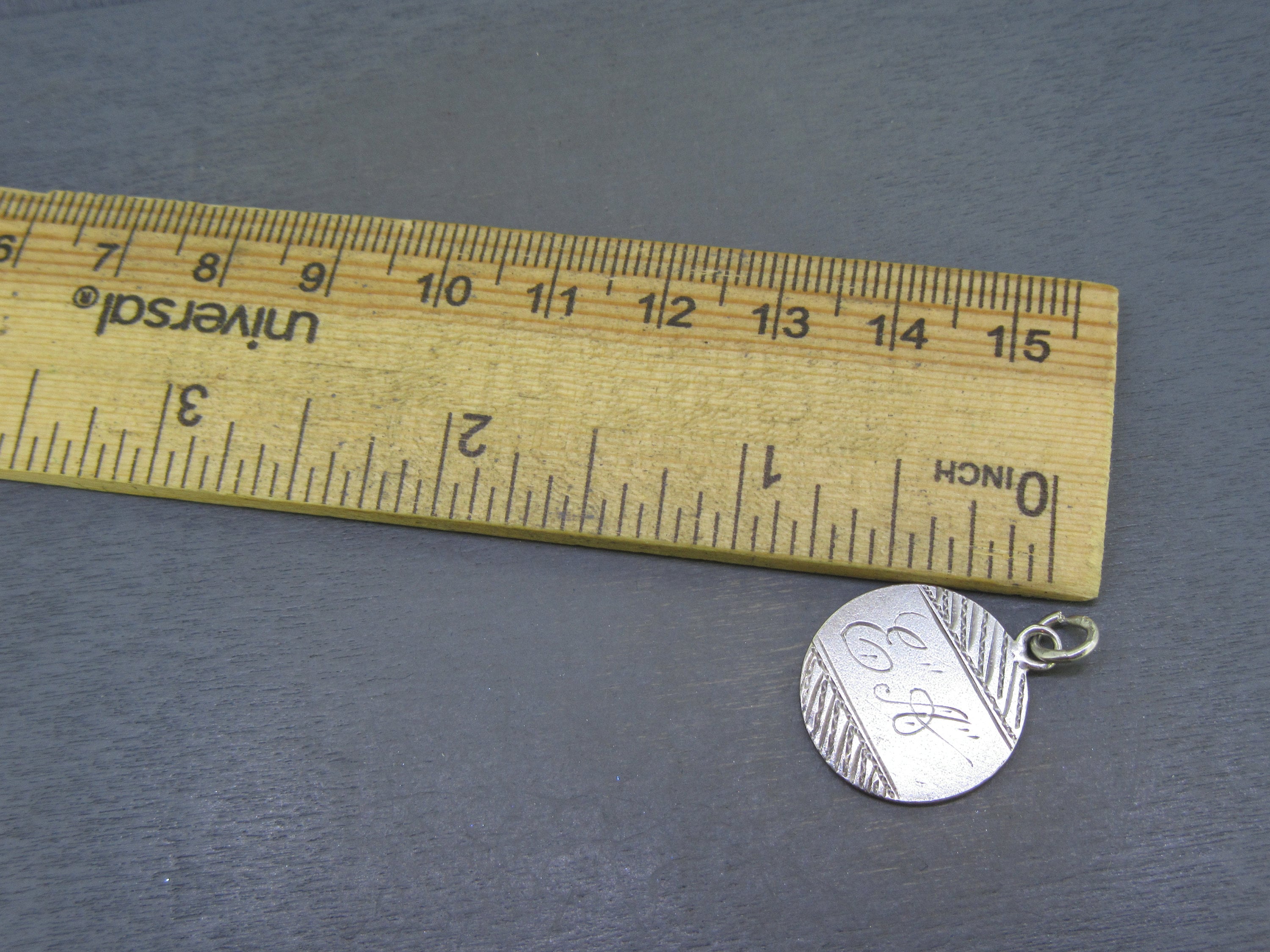 Antique Sterling Love Token Charm or Pendant, Monogrammed EA