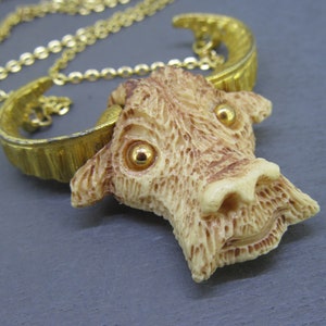 Vintage Taurus Bull Pendant Necklace Signed Razza