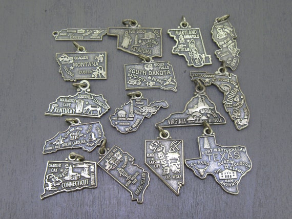 South Dakota State Charm Antiqued Sterling Silver South Dakota State Charm Antiqued Sterling Silver