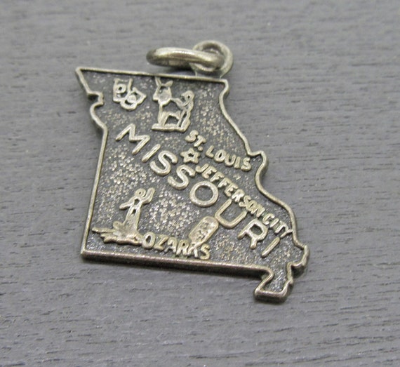 Missouri State Charm Antiqued Sterling Silver Missouri State Charm Antiqued Sterling Silver