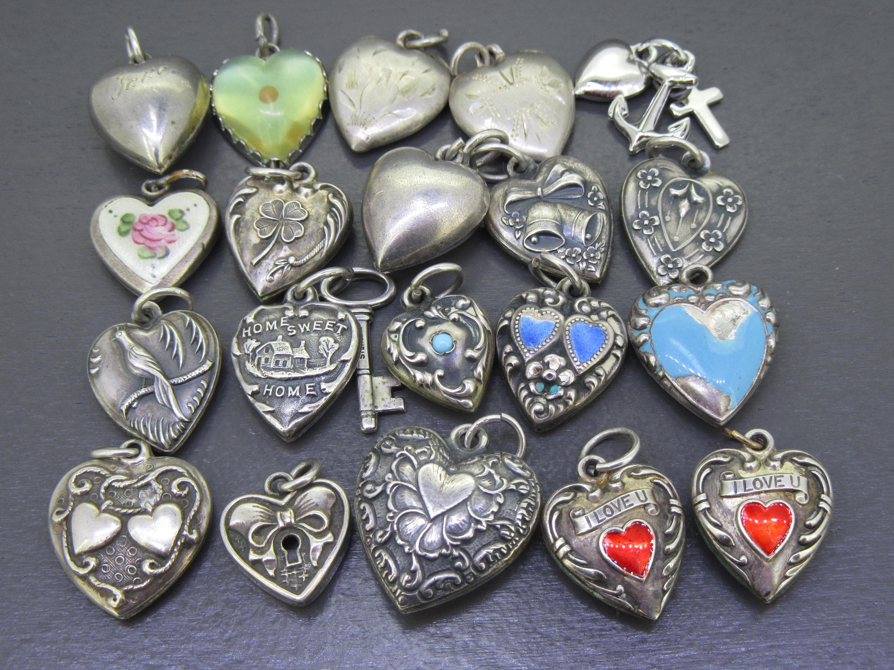vintage パフィ　ハート　ネックレス　necklace 925 Vintage Puffy Heart - Etsy
