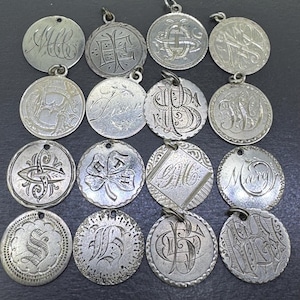 CHOICE Vintage Sterling Silver Love Token, HFH, Mary Name, H S Initials, mcc, ei, sic, mxp, ch, sbp, jsg, skc, ghc, Monogram