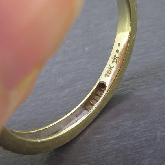 Vintage Diamond Stacking Ring, Solid 10k Gold Ban… - image 6