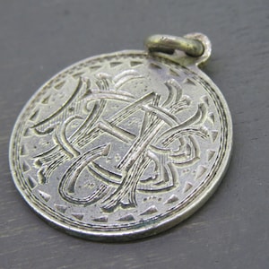 Antique Sterling Love Token Charm or Pendant, Monogrammed Love Token Charm