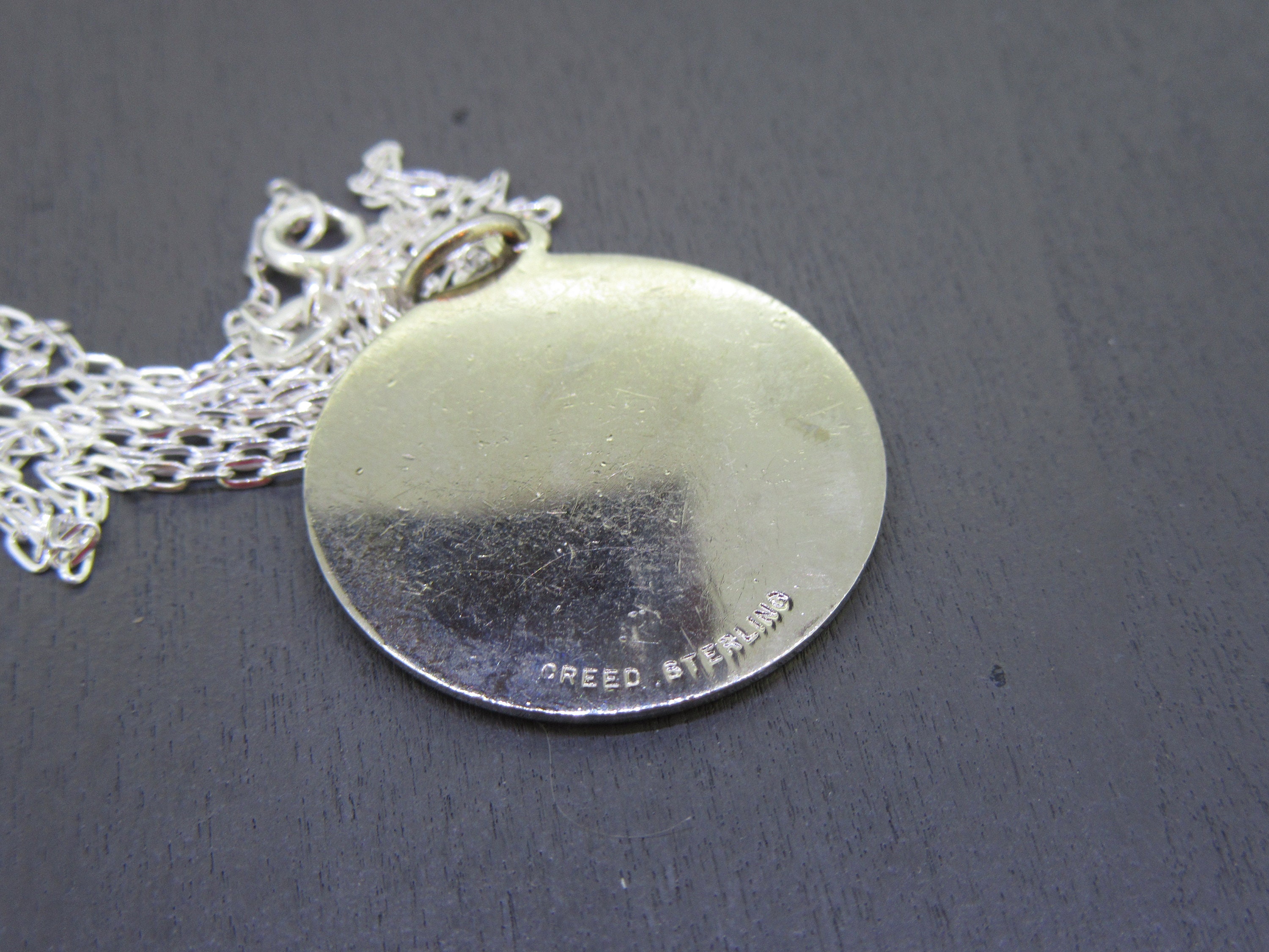 Vintage Sterling Saint Christopher Pendant Necklace by Creed