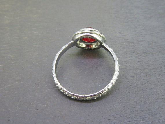 Vintage Art Deco Revival Ring with Red Glass Ston… - image 4