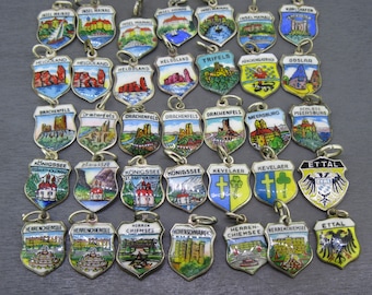 CHOICE Germany City Sterling & Enamel Shield Charm Souvenir, You Pick