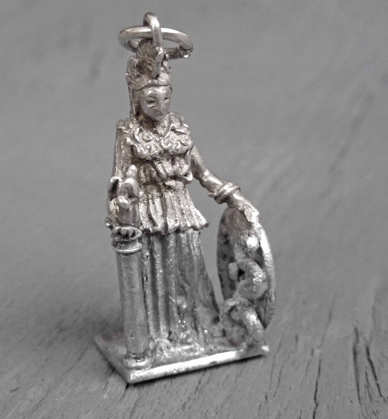 Roman Statue of Athena Charm Sterling Varvakeion Athena Charm or Pendant 800 Silver Charm Rome Italy Souvenir