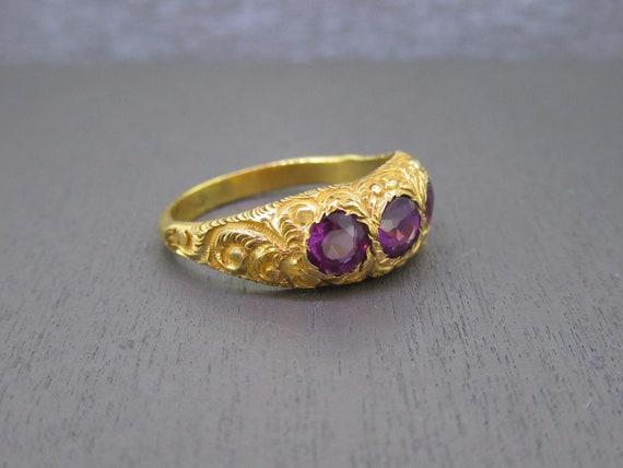 Antique Amethyst Ring on Gold Filled Band, Size 8… - image 2