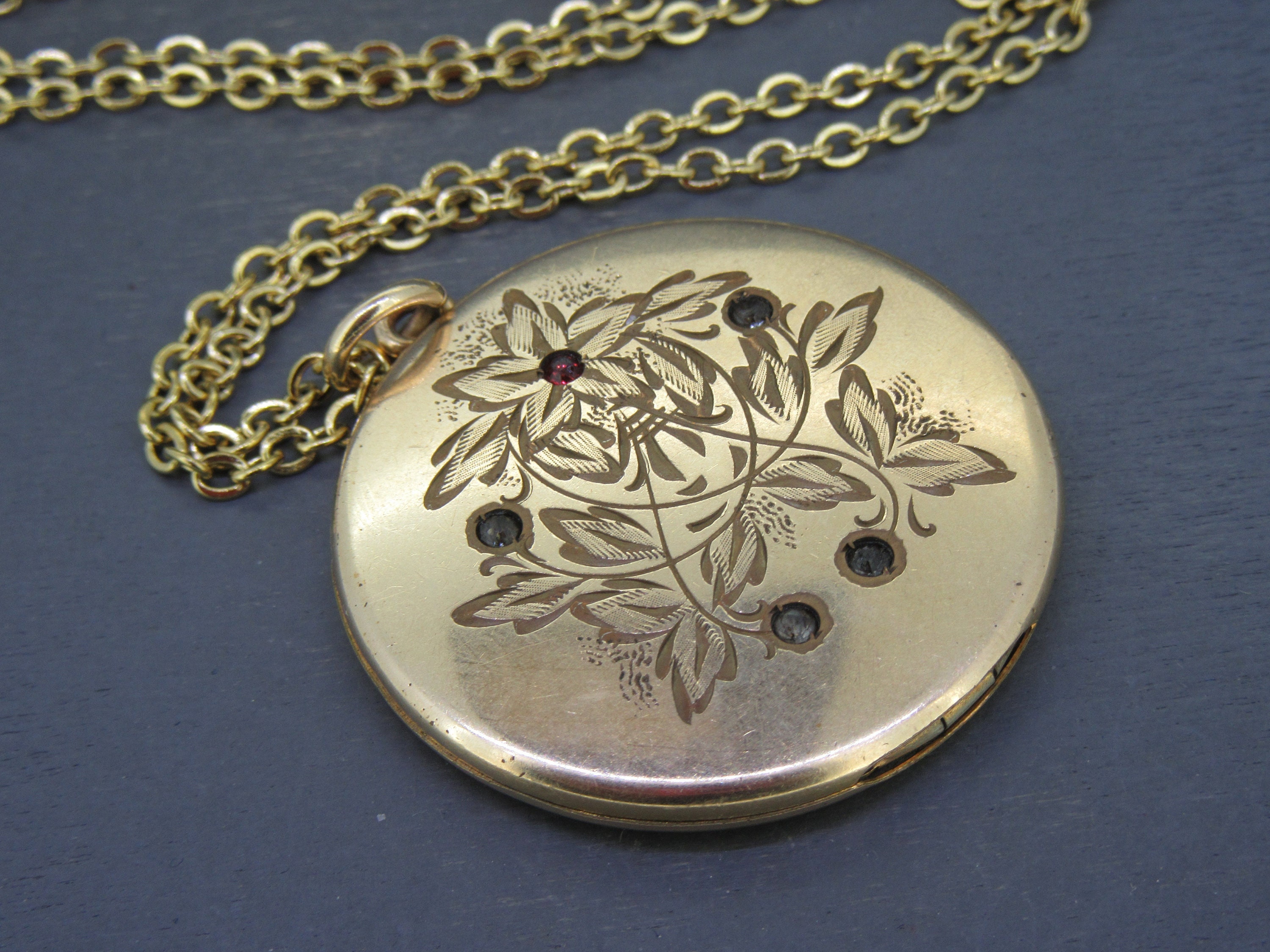 【国内配送】 Locket Rhinestone Antique Necklace, Flower Victorian その他
