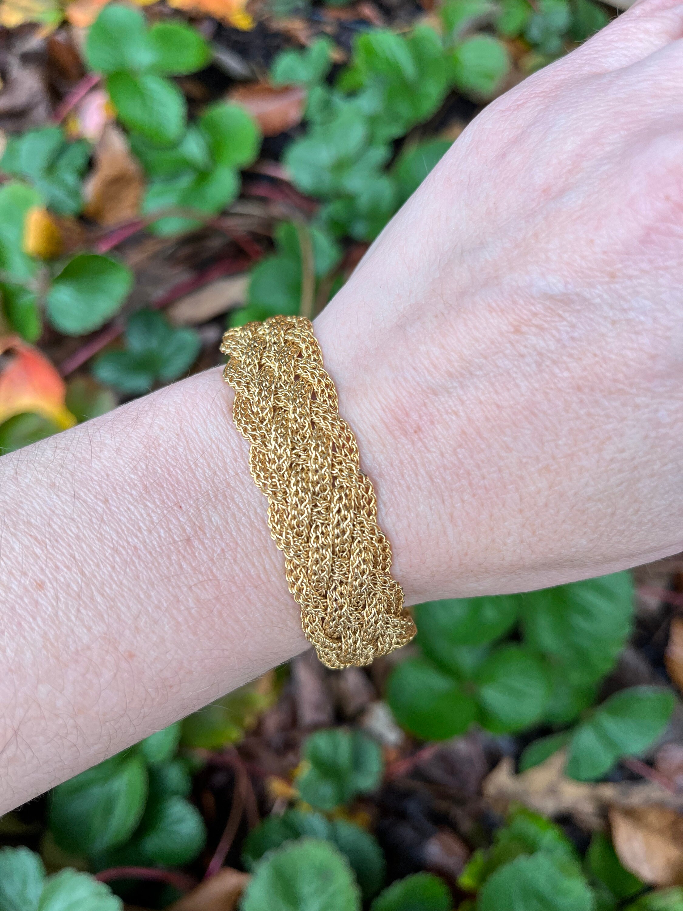 Gold braided mesh bracelet clearance