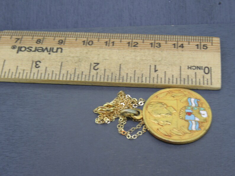 Rare Vintage Gold Filled Prince and Princess of Monaco Pendant Necklace on 16 Chain image 5