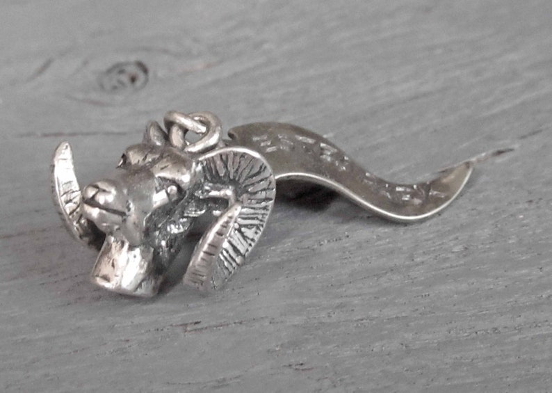 Vintage Rams Head Charm Estes Park Colorado Animal Jewelry for Charm Bracelets Sterling Silver Ram Head Charm or Pendant