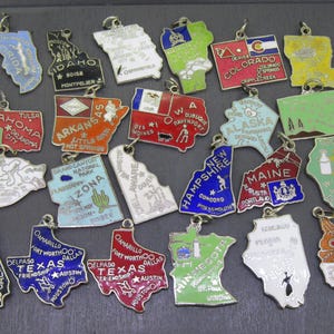 WAHL Vintage Enamel State Map Charme, Florida, Idaho, Missouri, Vermont, Colorado, Louisiana, Oklahoma, Arkansas, Texas, Alaska, Kalifornien