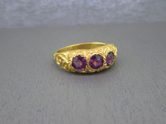 Antique Amethyst Ring on Gold Filled Band, Size 8… - image 8