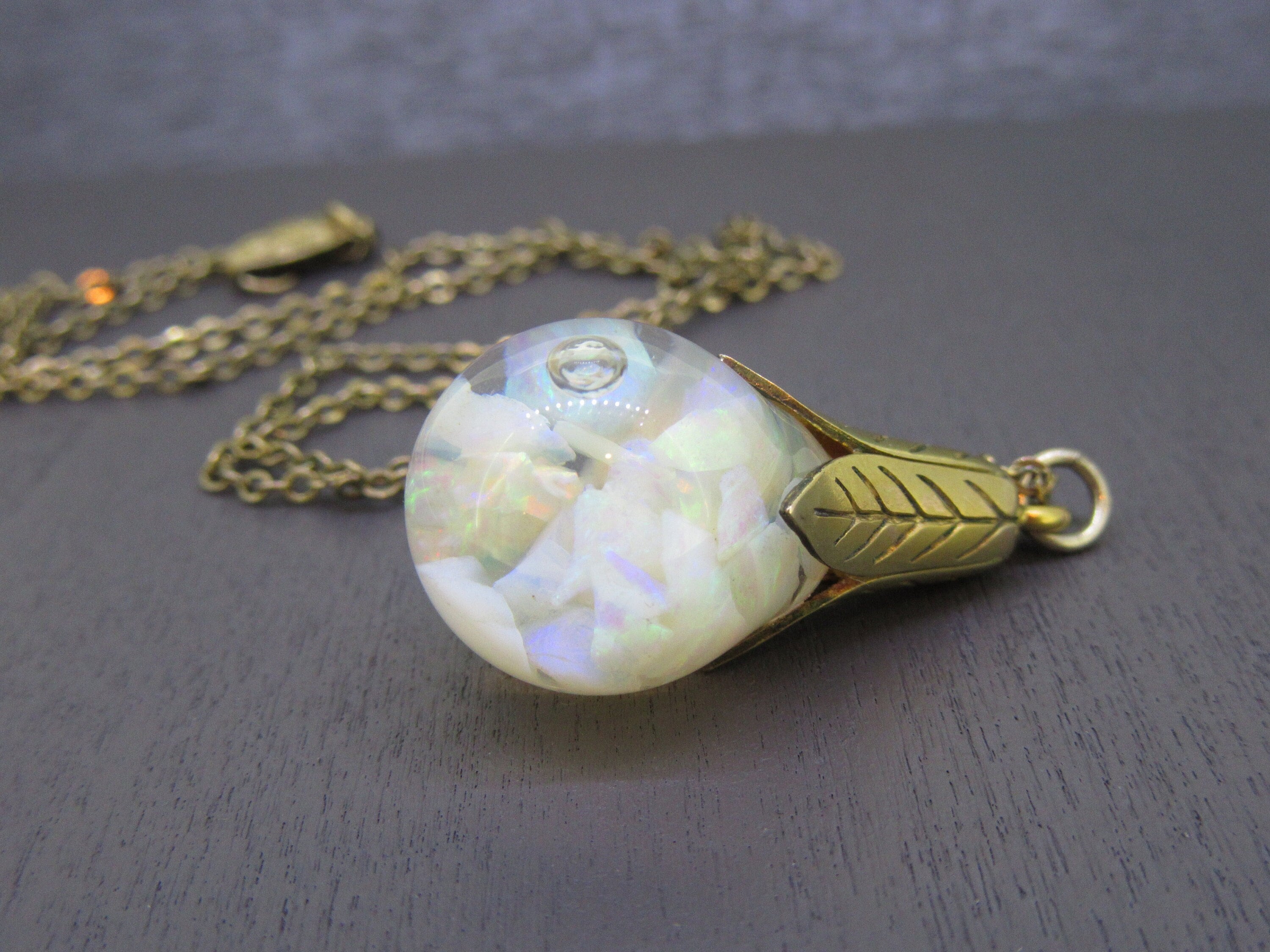 Floating Opal Orb Retro 10k Yellow Gold Tulip Cap Gemstone Chips Sphere Necklace  Vintage 1940s Liquid Teardrop Pendant Jewelry - Etsy