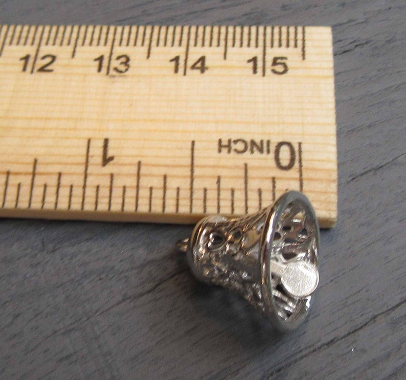 Wells Sterling Sterling Silver Filigree Bell Charm Musical Bell Charm for Charm Bracelets Christmas Bell Charm Vintage Bell Charm