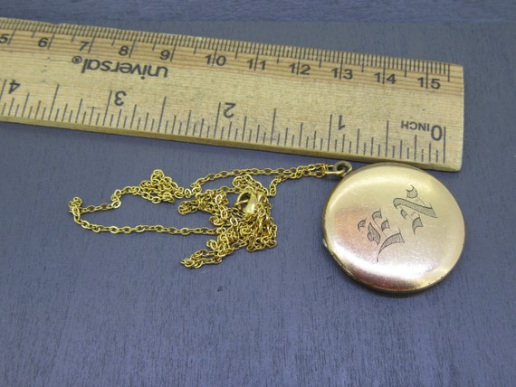 Antique Monogrammed Locket Pendant Necklace with … - image 6