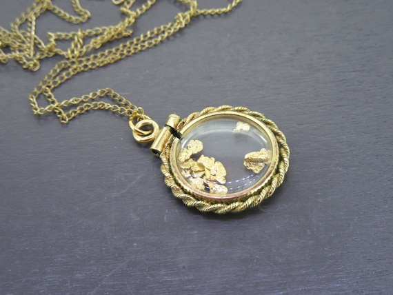 Vintage Gold Filled Shaker Locket Necklace with G… - image 3