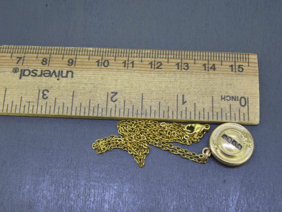 Tiny Antique Rhinestone Circle Locket Necklace wi… - image 7