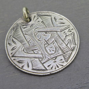 Antique Sterling Love Token Charm or Pendant, Monogrammed HEG and D Love Token Charm