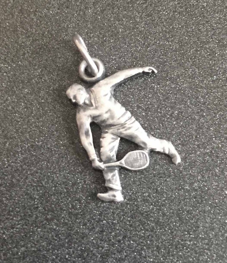 Vintage Charm Sterling Silver Sports Charm for Charm Bracelets Gift for Racquetball Player Vintage Racquetball Player Charm Racquet
