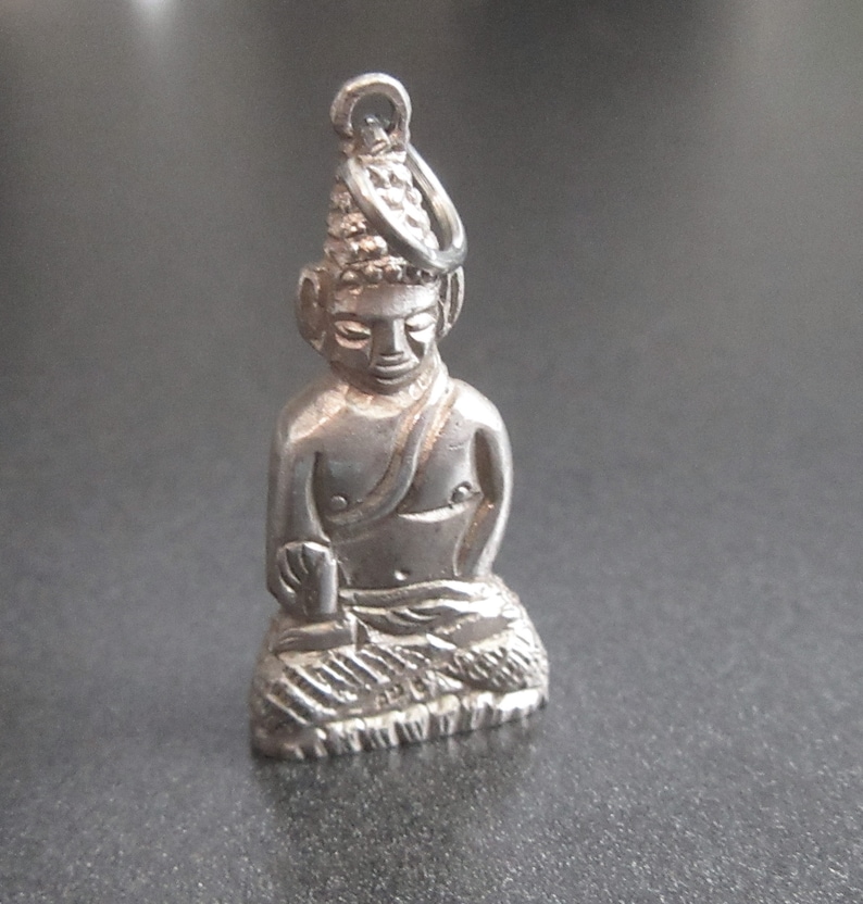 Solid Sterling Buddha Pendant India Buddha Charm Sterling Silver Buddha Charm for Charm Bracelets Vintage Charm