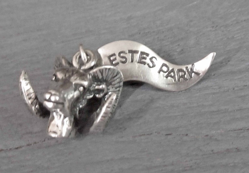 Vintage Rams Head Charm Estes Park Colorado Animal Jewelry for Charm Bracelets Sterling Silver Ram Head Charm or Pendant