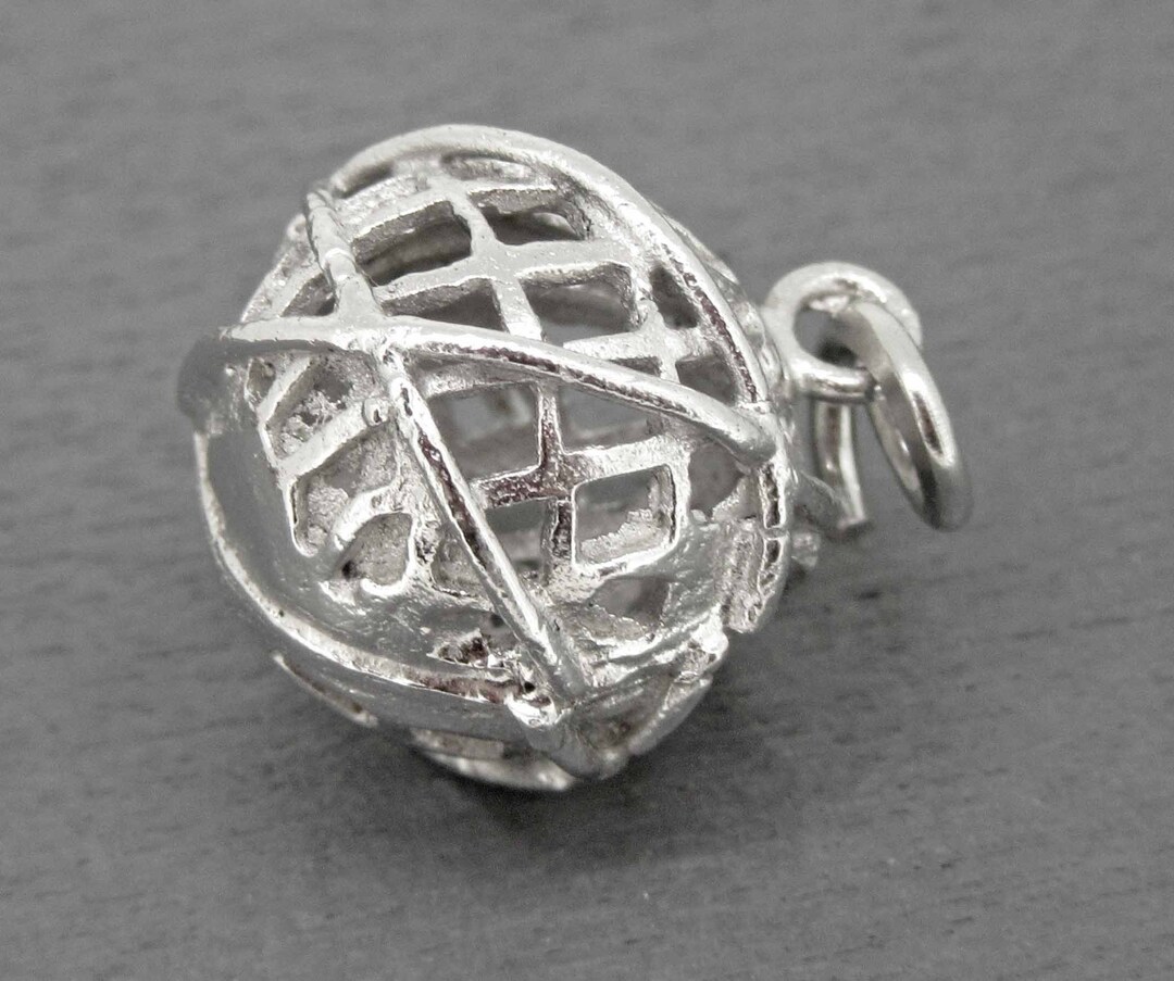 Sterling Silver Globe Charm, Vintage Sterling Silver Earth Charm or