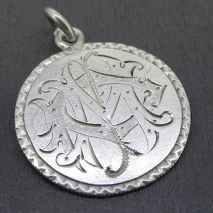 Antique Sterling Love Token Charm or Pendant, Monogrammed PIM