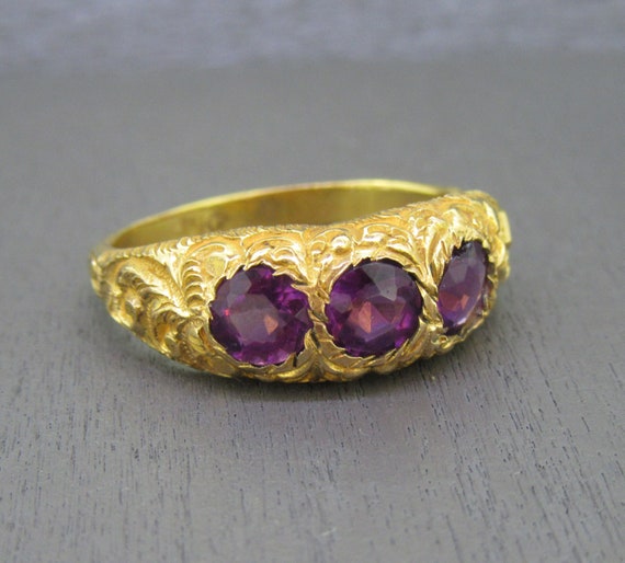Antique Amethyst Ring on Gold Filled Band, Size 8… - image 1