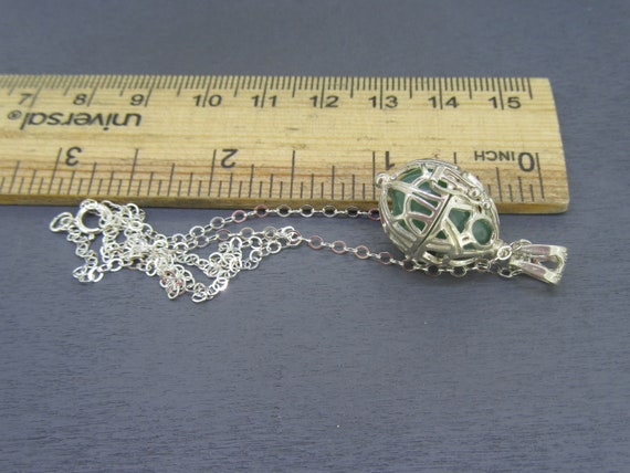 Sterling Jadeite Egg Necklace with 16" Sterling S… - image 7