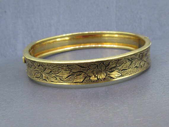 Bracelet Jonc Vintage En émail Et Laiton - Diamètre 68 Mm - Occasion