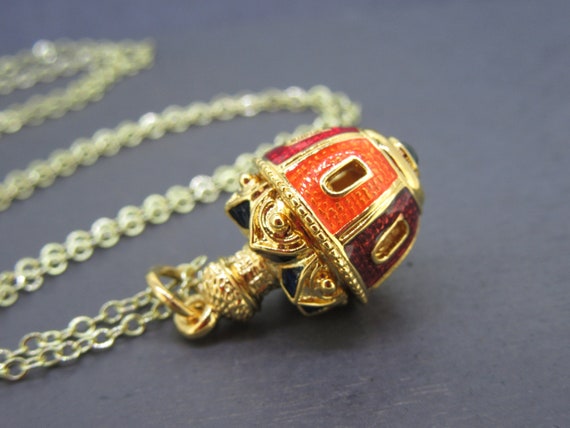 Vintage Joan Rivers Jeweled Enamel Pendant Neckla… - image 2