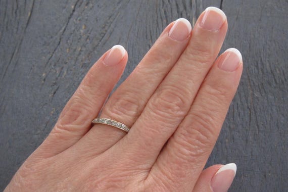 Vintage Diamond Stacking Ring, Solid 10k Gold Ban… - image 8