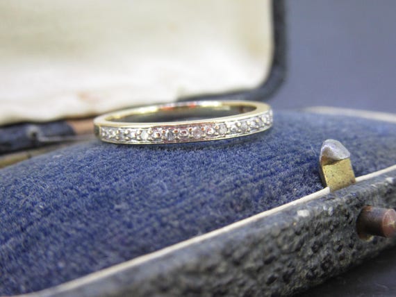 Vintage Diamond Stacking Ring, Solid 10k Gold Ban… - image 2