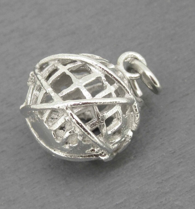 Sterling Silver Globe Charm Vintage Sterling Silver Earth Etsy