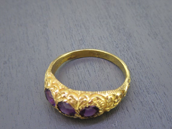 Antique Amethyst Ring on Gold Filled Band, Size 8… - image 5