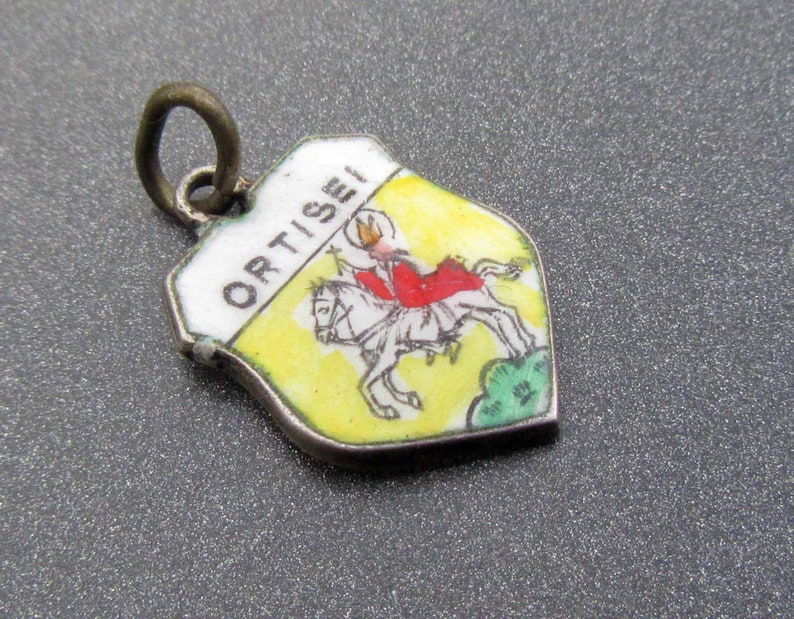 Ortisei Italy Charm Italian Souvenir Ortisei Italy Coat of Arms Charm Enamel Shield Charm Sterling Silver 800 Silver Charm