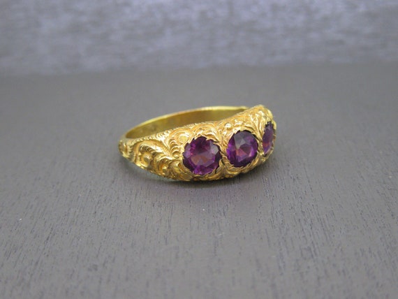 Antique Amethyst Ring on Gold Filled Band, Size 8… - image 7