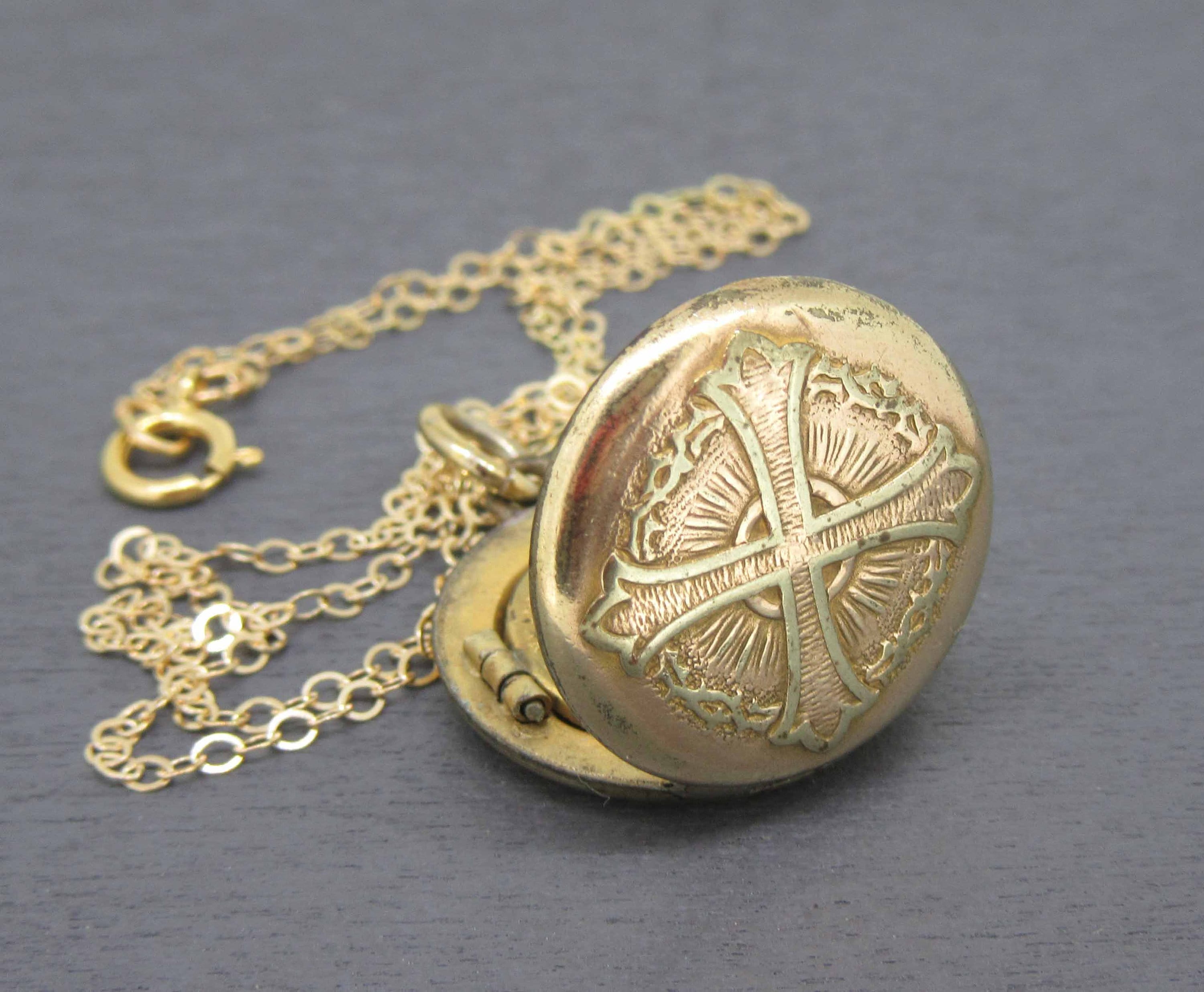 Antique Religious Locket with Hidden Double Sided Token Etsy